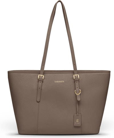 Lazarotti Leren Schoudertas Bologna Leather Shopper Taupe Bruine