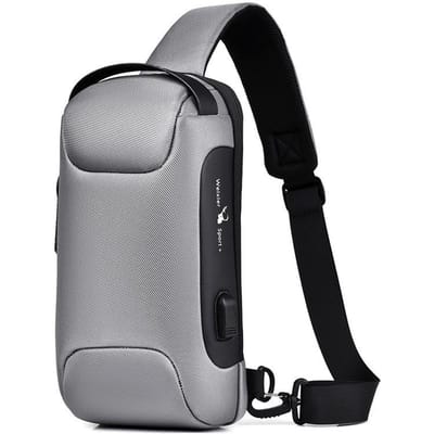 WEIXIER Waterdichte Oxford Crossbodytas voor heren Anti-diefstal Sling Bag Multifunctionele borsttassen Reisschoudertas met USB-oplaadpoort one size grijs