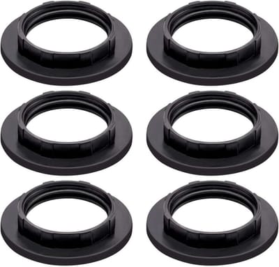 EGoods - 6-delige Set Zwarte Plastic Lampenkap Kraag Ring Converters voor E14 Lamphouder - Vervangende Schroef Ring