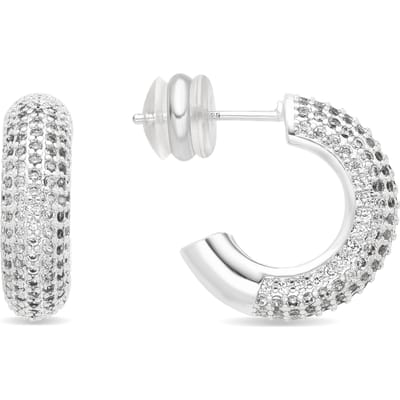 Luxenter Oorbellen met een diameter van 17 mm, zilveren afwerking en glanzende zirkonia - Niras
