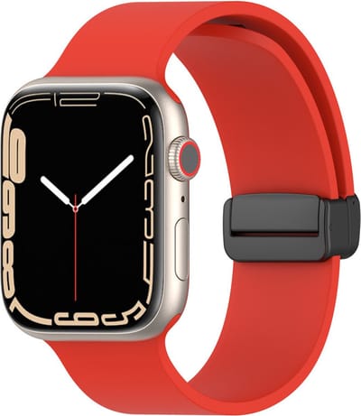 Siliconen bandje - geschikt voor Apple Watch 1/2/3/4/5/6/7/8/9/10/11/ SE (1,2,3) met maat 38 mm / 40 mm / 41 mm en 42 mm (Watch 10/11) - rood