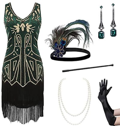 Flapper-jurk voor dames met V-hals - Cocktailjurk