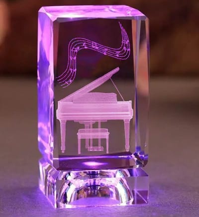 WK 3D Kristallen Lamp Piano - ø5x 5 x H8 cm - lampen - kinderlampen - Decoratie voor de kinderkamer - Woonkamer decoratie - Met batterij