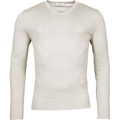 Thomas Maine Trui Merino Wool V-Neck Single Knit Licht Grijs Melange / male