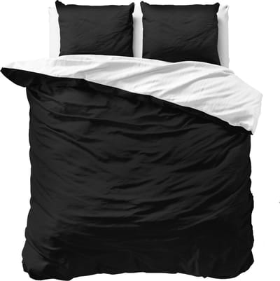 Decoware Dekbedovertrek Double Face 200x220 cm - Zwart/Wit - Katoen - Met Kussenslopen - Tweepersoons