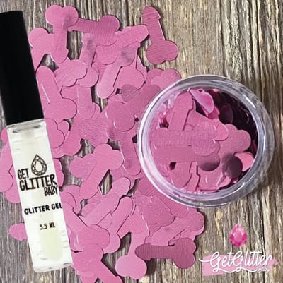 GetGlitterBaby® - Chunky Festival Glitters Sterretjes voor Lichaam en Gezicht Jewels Gel Glitterlijm Huid lijm / Bio Vegan Biodegradable Biologische Face Body Glitter Piemels Roze + Glittergel Huidlijm