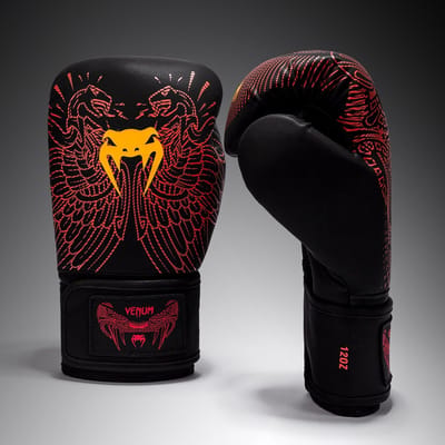 Venum Quetzal Fury Bokshandschoenen Zwart Fury Rood Mandarijn - 8 OZ