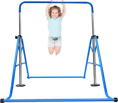 Gymnastiekbars Kinderen - Klimtoren Speeltoestel - Thuis Sporten - 5 Hoogtes Verstelbaar - 155 cm Hoog - Blauw