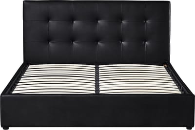 Interiax Morris Bed - Zwart PU leder - 160x200 cm - Inclusief Opbergkoffer