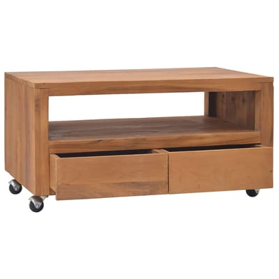 vidaXL - Tv-meubel - met - wielen - 80x50x42 - cm - massief - teakhout