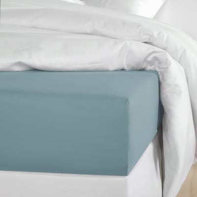 De Witte Lietaer Hoeslaken Olivia Arctic - 140 x 200/220 x h 30 - Blauw - Katoen Satijn