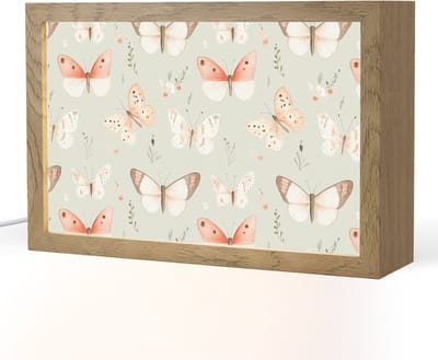 Nachtlampje 30x20 cm - Kinder lampje - Vlinder - Patroon - Pastel - Tafellamp kinderkamer - Slaapkamer lamp - Bedlamp kinderen - Kinderlampje stopcontact - Wandlamp babykamer - Nachtlampjes
