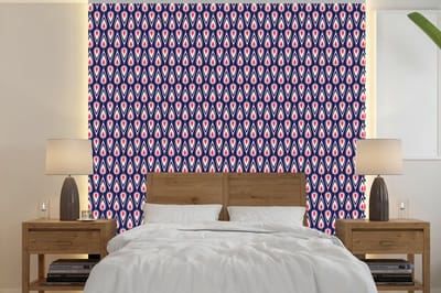 Behang - Fotobehang Patronen - Vintage - Blauw - Rood - Breedte 240 cm x hoogte 240 cm