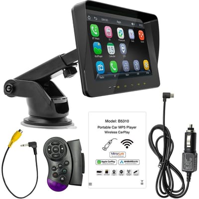 Autoradio MP5 7 pouces Appel mains libres BT Radio FM Support Carplay Android Auto Lien téléphonique noir
