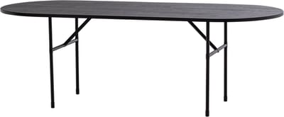 WOOOD Arthur Eettafel Ovaal Met H-Poot - Eikenhout - Zwart - 75x220x90