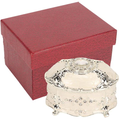 Boîte à bijoux vintage ovale en alliage de zinc décorative pour le rangement de bibelots, pour le rangement de bagues et de colliers brown