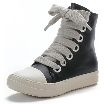 Heren Dames Platform Sneakers Zwart Leer Rits Vetersluiting Casual Schoenen Dikke Zool Sneakers Grote Maat Chaussure Femme 36 gray
