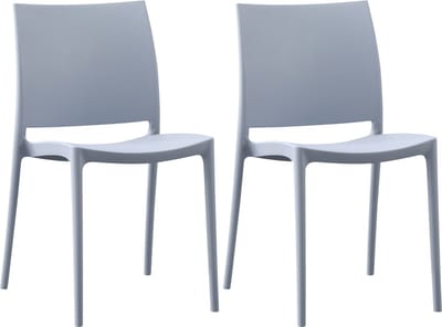 CLP Meton Set van 2 Tuinstoelen - Stapelbaar - Onderhoudsvriendelijk - Weerbestendig - licht grijs