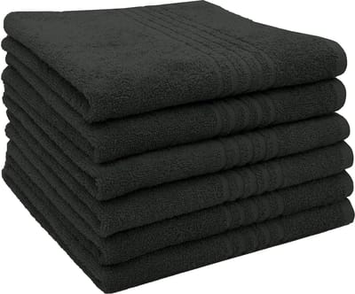 JGS ® Set van 6 handdoeken met 5 diepgangstrepen, 50 x 70 cm, katoen, zwart