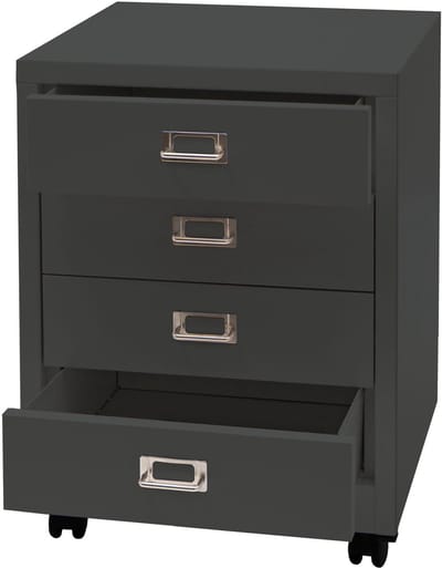 Rolcontainer MCW-L49, ladekast Stalen kast Archiefkast, metaal 55x40x41cm 4 laden ~ donkergrijs