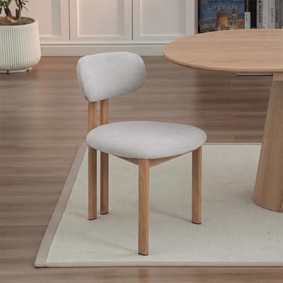 Eetkamerstoel Japandi Noor Beige met eik onderstel Mahom