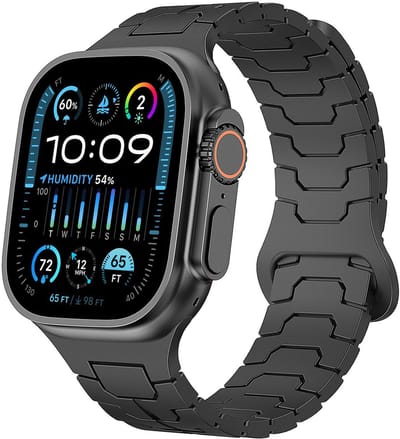 By Qubix - Geschikt voor Apple Watch bandje - Dragon scale siliconen band - Zwart - Geschikt voor Apple Watch 44 mm / 45 mm / 46 mm / 49 mm (Ultra 1,2 en 3)