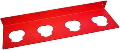 Batterijhouder Metaal - Opslagbeugel - Batterijen Organiseren - Zware Wandmontage - 4 Sleuven - Rood