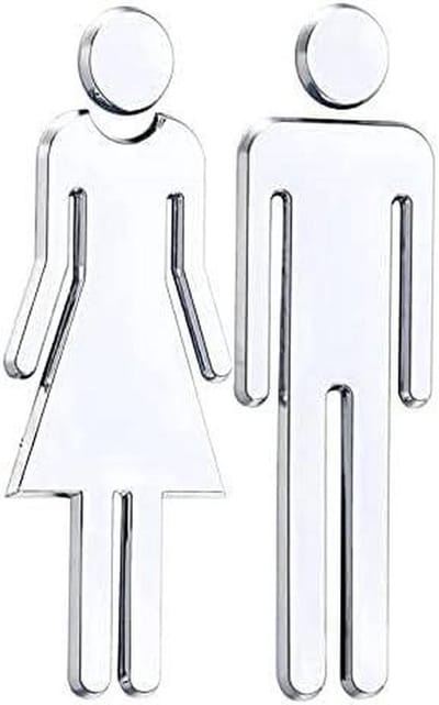 Toilet Deur Teken - Sanitair Bord - Locatie Aangeven - Duurzaam ABS Plastic - 12 x 4 cm - Zilver