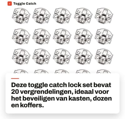 Dailygoods - Toggle Catch Lock 20 Stuks voor Kasten en Dozen