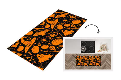 Keukenloper - Loper keuken - Halloween - Oranje - Patronen - 120x50 cm - Keukenloper vinyl
