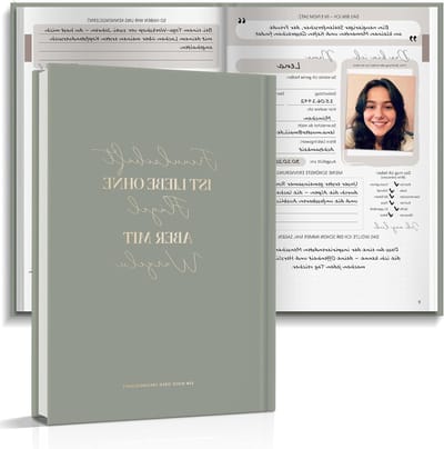 Vriendschapsboek met groene tekstpatronen voor het vastleggen van herinneringen en verhalen
