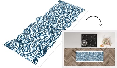 Keukenloper - Loper keuken - Patroon - Golven - Zee - 120x50 cm - Keukenloper vinyl