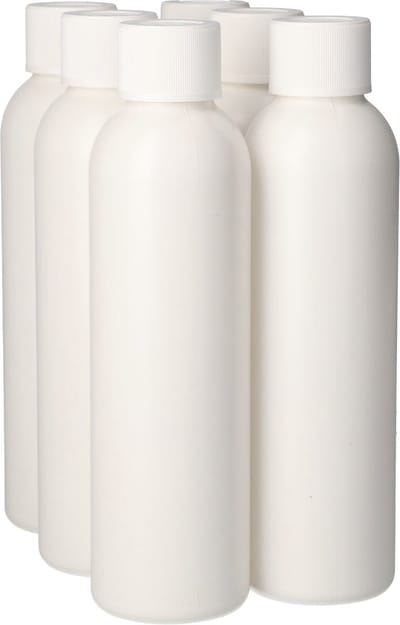 6 x Gerecyclede Plastic Fles 250 ml Kindveiligedop wit - Rond- Gerecycled HDPE Kunststof - Onbreekbaar - ca. 70% minder Co2 uitstoot door gerecycled materiaal - 6 stuks