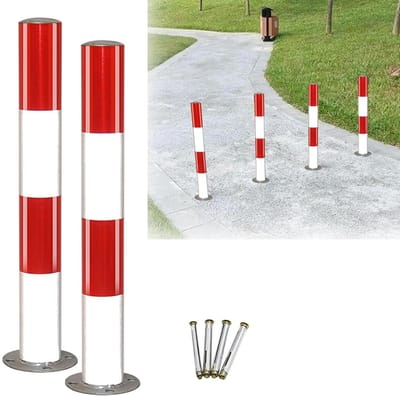 Parkeerpaal - Veiligheidskolom - Parkeerplaats Beveiligen - Hoge Zichtbaarheid - 114 x 80 cm - Rood Wit