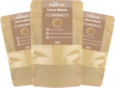 Lions Mane 100% Puur - 200 gram – Veelzijdig Paddenstoelenpoeder - Lions Mane Poeder is Perfect voor Smoothies en Drankjes - Pruikzwam - Lion's mane