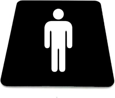 Deurbordje Herentoilet - Zwart/wit met icoon - 12 x 10 cm - 1,6mm dikte - zelfklevend | Zwart/wit toplaag | Gratis Verzending | Incl. 3M-tape
