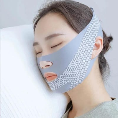 Facelift met slaap V-shaper Gezichtsvermageringsband Ontspanningsvorm Lift Verminder dubbele kin Gezichtsverdunningsbandmassage grijze kleur
