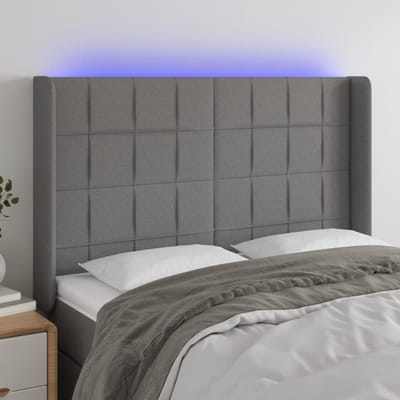 vidaXL - Hoofdbord - LED - 147x16x118/128 - cm - stof - donkergrijs