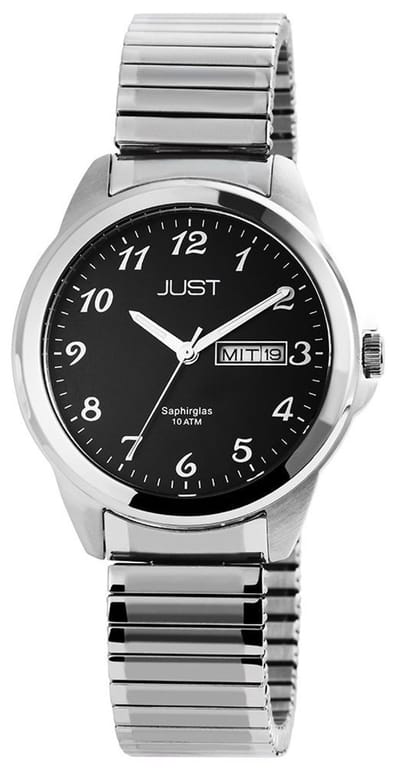 JUST herenhorloge roestvrij staal "Raimon" van roestvrij staal met datum- en dagweergave,