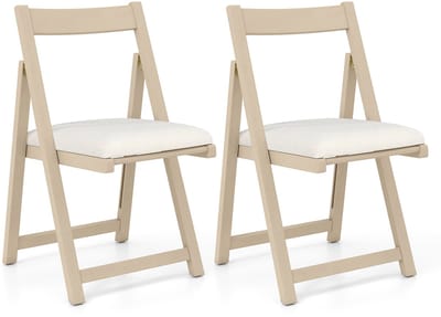 COSTWAY Set van 2 inklapbare eetkamerstoelen, keukenstoelen met gebogen rugleuning en rubberen houten poten, gestoffeerde stoel, klapstoel, belastbaar tot 150 kg, stoel voor eetkamer, bruiloft en
