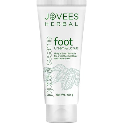 Jovees Herbal Voetverzorgingscrème Scrub 2-in-1 Hielherstel Voor Droge Ruwe Gebarsten Voeten Hydraterende Exfoliërende Crème Voor Mannen Vrouwen Zachte Gladde Huid 100g white