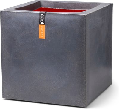 Capi Europe - Bloempot vierkant Smooth NL - 30x30 - Donkergrijs - Opening Ø24 - Bloempot voor binnen en buiten - Levenslang garantie - Breukbestendig - 100% Recyclebaar - CO2 Neutraal geproduceerd - KDG902