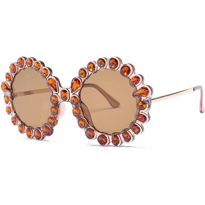 Nieuwe Mode Luxe Designer Strass Zonnebril Dames Diamant Rond Oversized Zonnebril voor Reizen Feest
