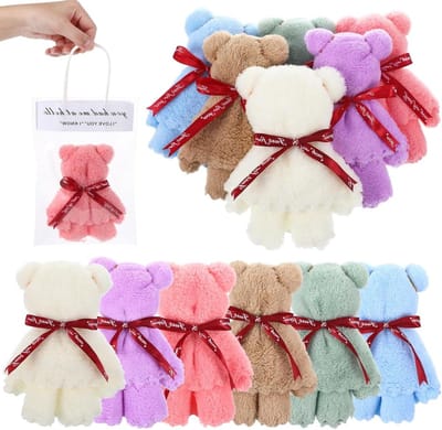 Zachte Coral Fleece Handdoeken Set van 12 Stuks in Berenvorm voor Feestjes, Verjaardagen en Trouwen
