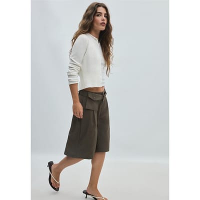 Stradivarius Nette bermuda met ceintuur  Bruin 34