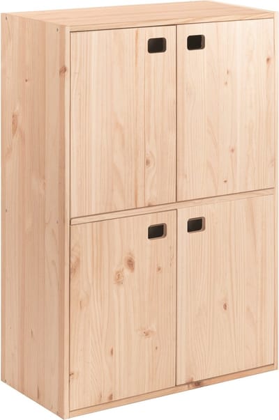 Astigarraga Houten Wandkast met deuren - Houten kast van PEFC grenen - Boekenkast - Dressoir - 105x71cm