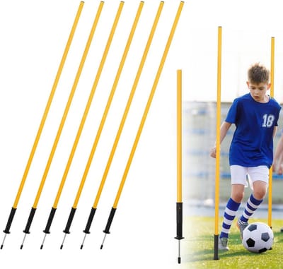 Slalomstangen set - Trainingspalen voetbal - Voetbaltraining coördinatie - Stabiel antislip ontwerp - 150 cm - Geel