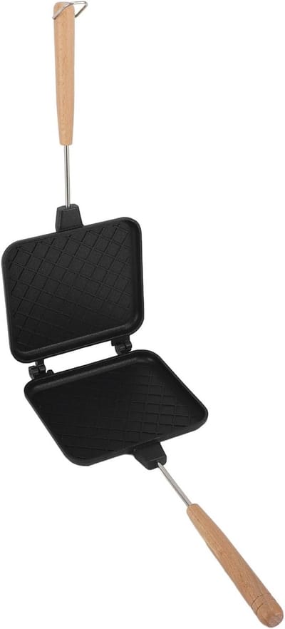 Sandwich Bakplaat - Dubbele Koekenpan - Toast en Pannenkoeken - Afneembaar Handvat - 15.5 x 37 cm - Meerkleurig