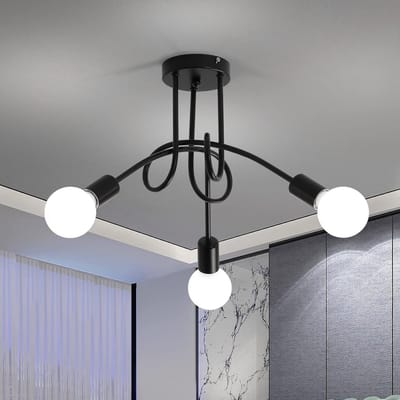 Plafondlamp - 40 cm - Medium - E27 - Industriële - 3 Lichts - Ophanging - Voor Woonkamer Slaapkamer Keuken Balkon - Lamp Niet Inbegrepen