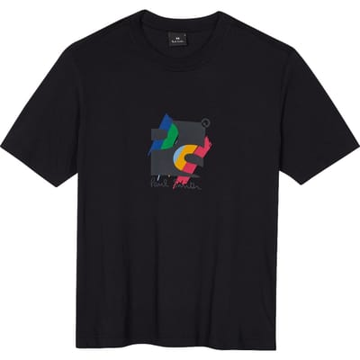Paul Smith Mens Reg Fit T Shirt Ps Square Black Maat: M | T-shirts met Print Outlet | Heren | Zwart